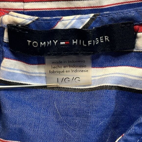 Tommy Hilfiger Women’s Red White Blue Striped Sleeveless Peplum Top Size Large - Picture 3 of 7